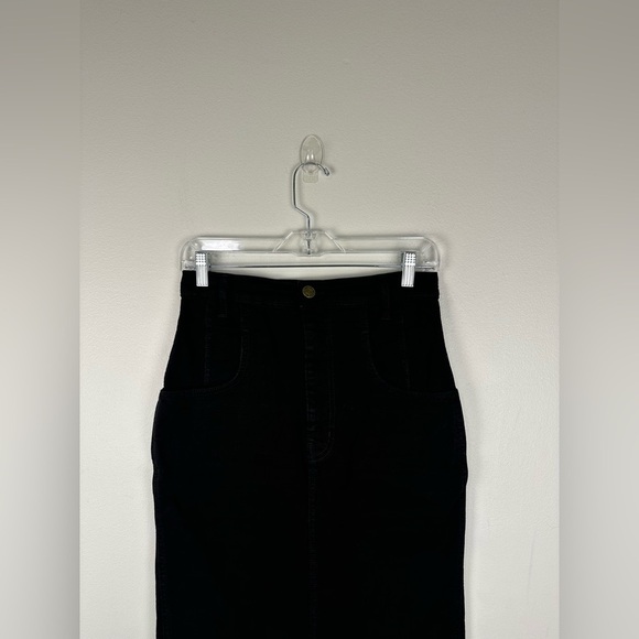 FRAME The High Waisted Seamed Black Denim Midi Skirt Women’s Sz 27 - Picture 3 of 9